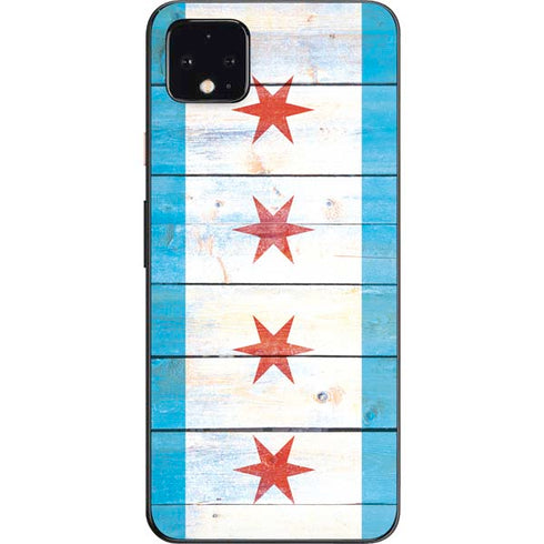 Chicago Flag Light Wood Google Pixel 4 XL Skin